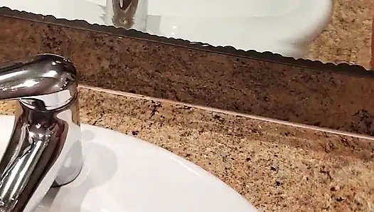 Watch for My Teen Stepsister at the Hotel Room. They Caught Me and Give Me a Handjob in the Shower