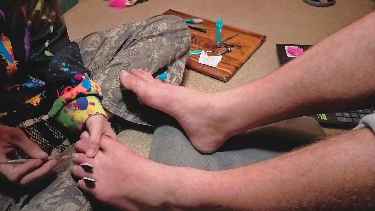 Melody Gives Her Master a Pedicure