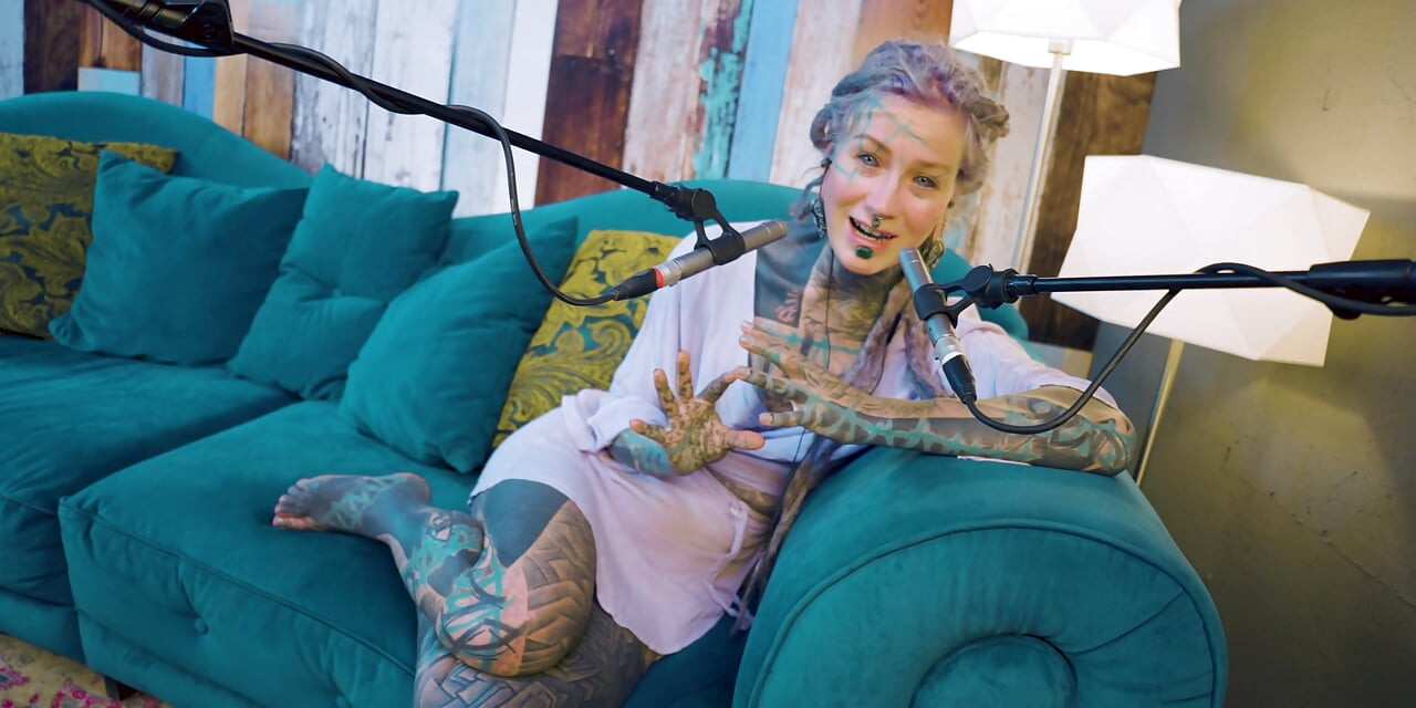 I talk about A - authentic - ASMR - Podcast - Talking - tattoo girl model goth punk dreadlocks