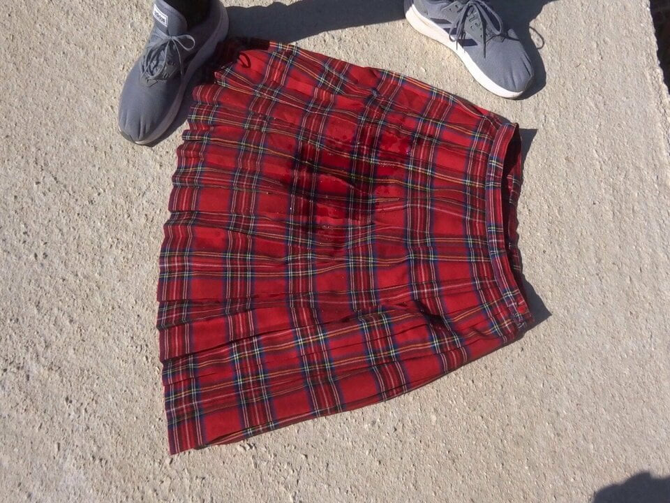 piss on red tartan 2 skirt