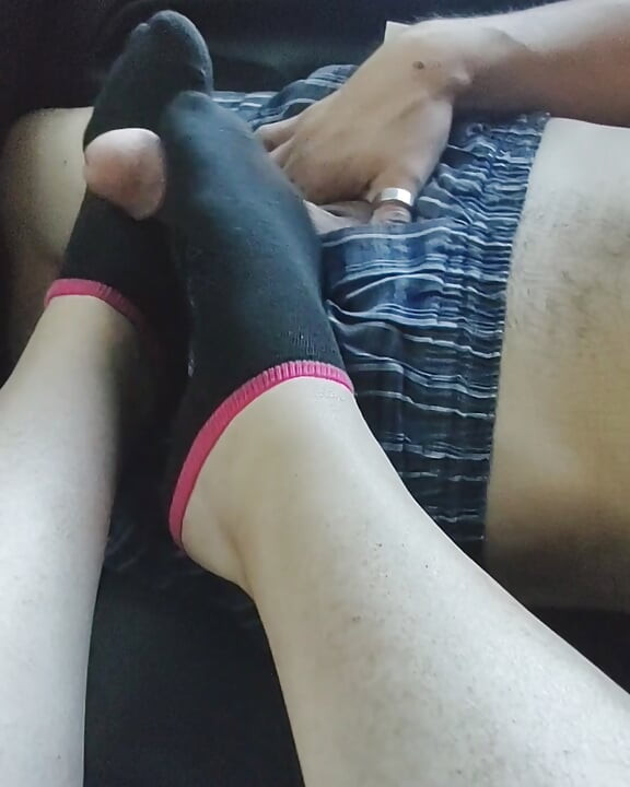 Public Footjob Sockjob With Black Girls' Ankle Socks - Cum On Socks