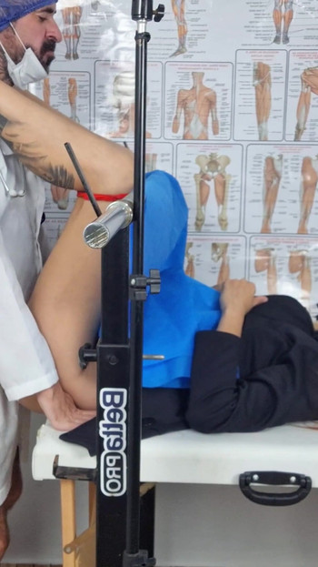 Spectacular moment from "Stepmom with her stepdaughter gets fingered in the gynecologist's ass and lets doctor play with"