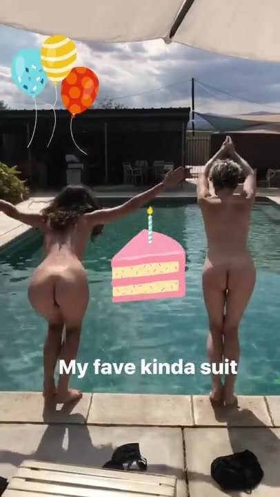 Carly Foulkes and Nouel Riel jump in pool naked