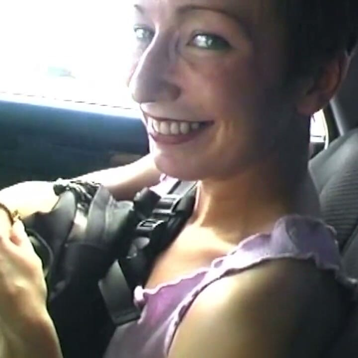 Babe Pounds Wet Pussy with Blue Dildo in Car