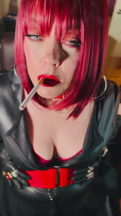 Miss Tina Snua Dressed In Leather & Tip To Tailing 2 Cigarettes - Gloves Smoking Smoker Drifts OMI OME Snap Inhale | Clip 1