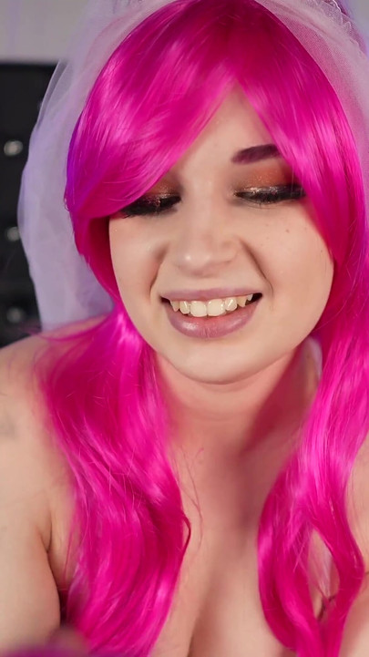 Cosplay Teen Bride Gives Alien Dildo Jerk off Instructions and Blowjob