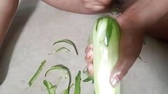 A Huge Cucumber in My Pussy. Fucking With Cucumber.
