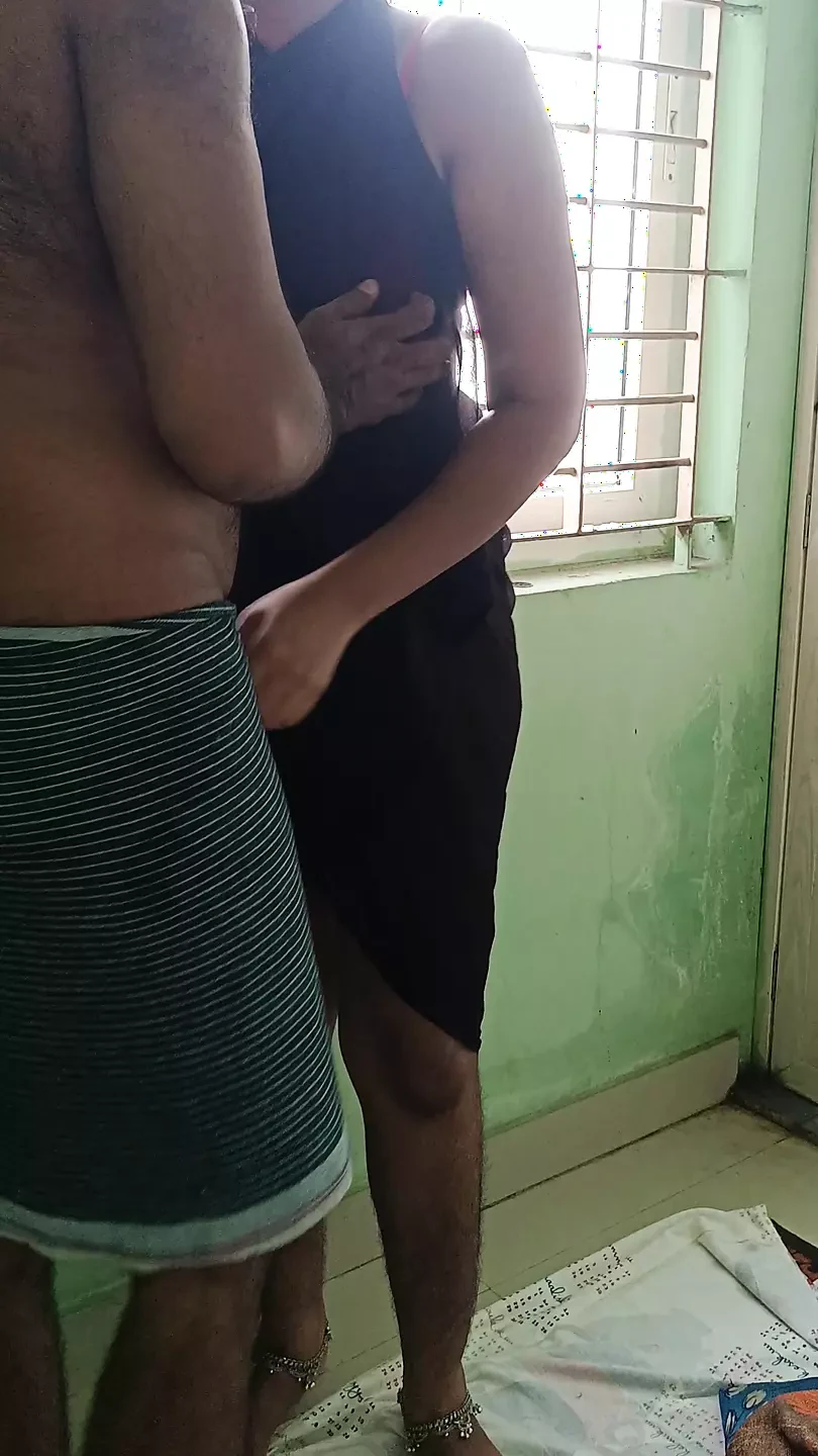 stepaunty enjoying fuck with step son at windows side in home made romance