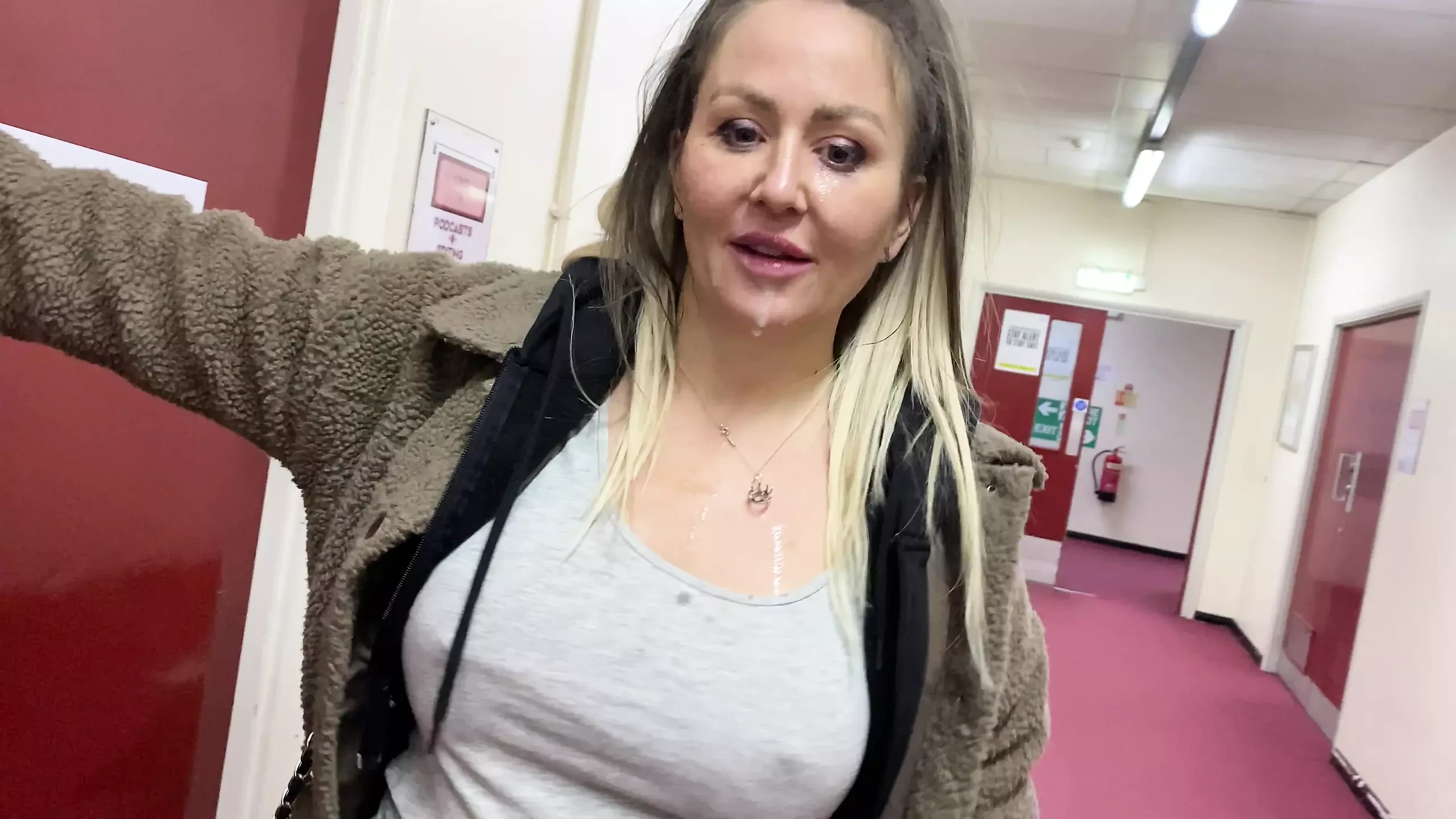 Walking round the streets with cum whilst pissing