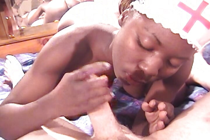 Horny Ebony Nurse Gets Warm Cum on Her Perfect Face