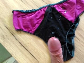 quick cumshot on wife's panties