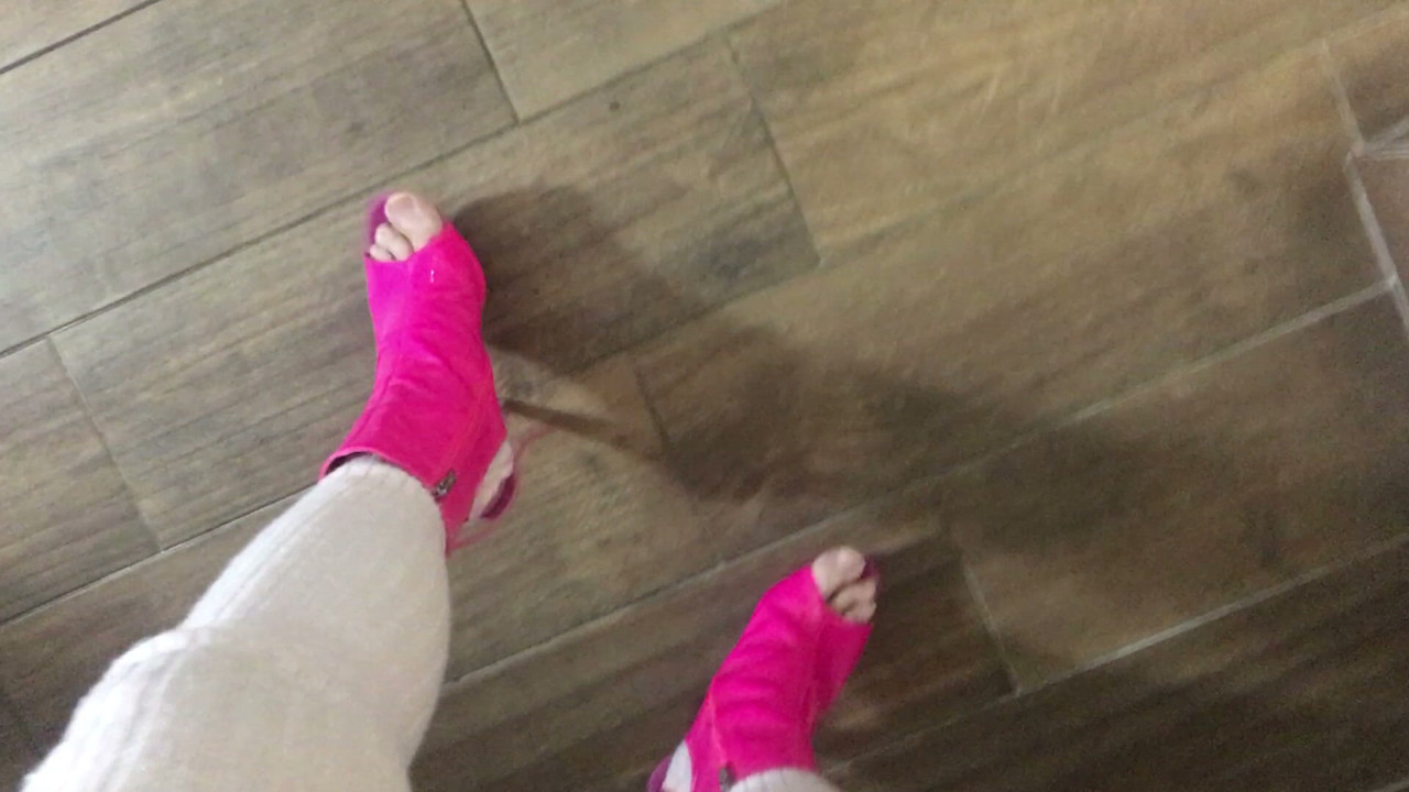 sissy slave walking in heel boots