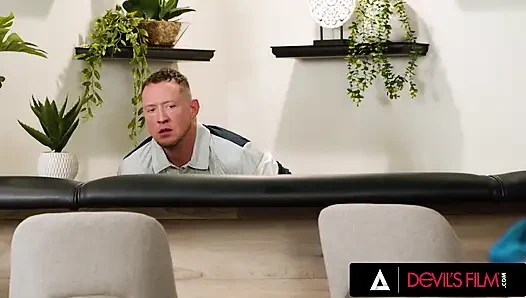 DEVILS FILM - Jewelz Blu Catches Man Jerking Instead Of Fixing Fridge Then Gives Rough Big Tits Fuck