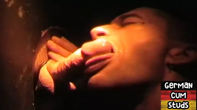 Gloryhole German stud sucks cock 4 facial in amateur closeup
