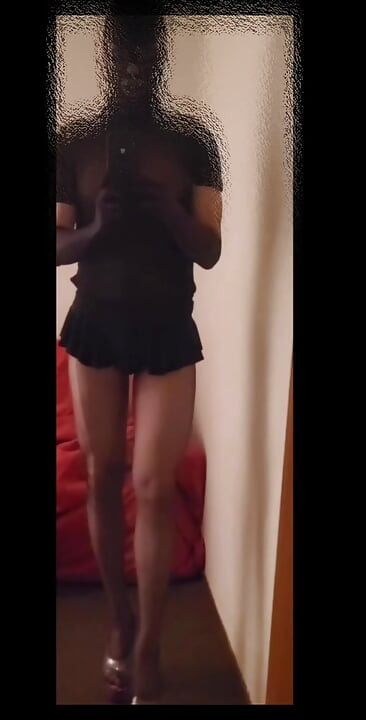Masked tgirl in latex&nylonfetish highheels  teasing