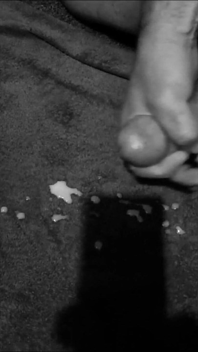 BW nice lubricated  mushroom head white dick stroked and ejaculating thick sperm onto a cum towel