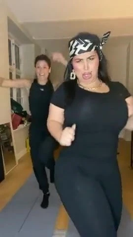 Arab comedian with huge boobs and butt bounces around