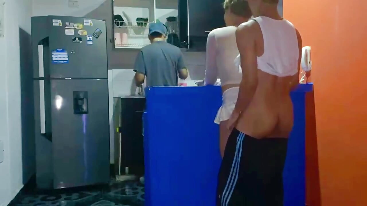 Femboy Gets Fucked Behind Her Boyfriend's Back in the Kitchen