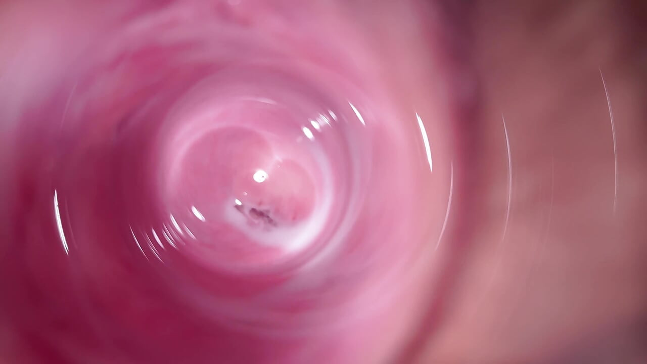 Camera deep inside Mia's teen creamy pussy