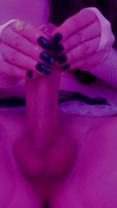 Big cock trans girl jerks off and cums twice | Clip 1