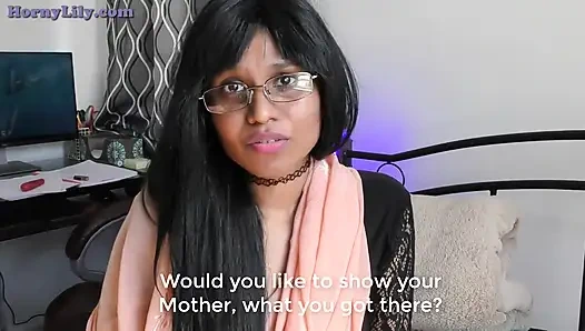 Horny Indian Stepmom in Glasses Sucking Her Stepson Big Dick, Roleplay in Hindi