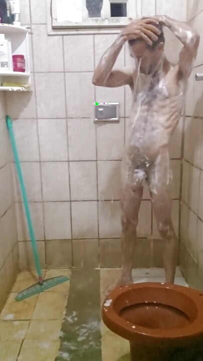 Me Taking a Shower with a Hard-on and Jerking off Until I Cum