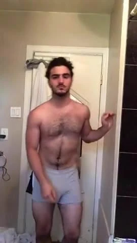 Hot hairy College guy with big dick strips
