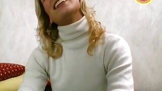 Beautiful blonde woman from Germany loves riding her dude
