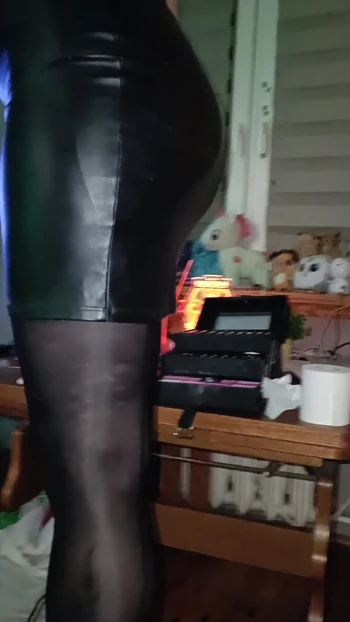 Thrilling moment from "Cat walking high heel latex Goddess"