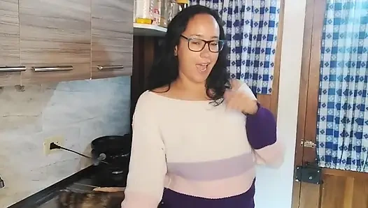 Stepmom Gets Fucked in the Kitchen by Stepdaughter's Boyfriend