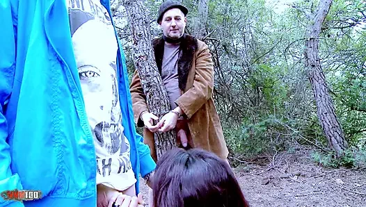 Французская сумасшедшая Lynn в тройничке, хардкорная сцена с минетом и камшотом