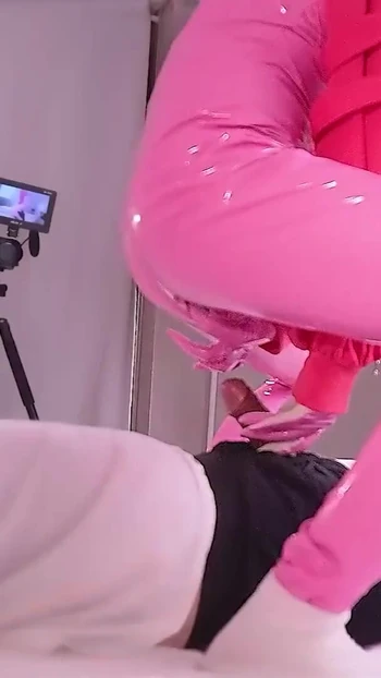 Thrilling moment from "Enjoying cosplay fuck with Alice Latex suit, Goddess of Victory NIKKE Asian Hentai Shemale Femboy"