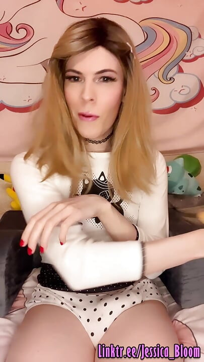 Your Hot Trans Step-Daughter Jerks off And Cums into Her Own Mouth For You