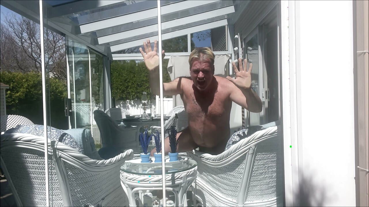 HUNK DADDY BEAR NAKED SUNBATHING IN THE VERANDA 4