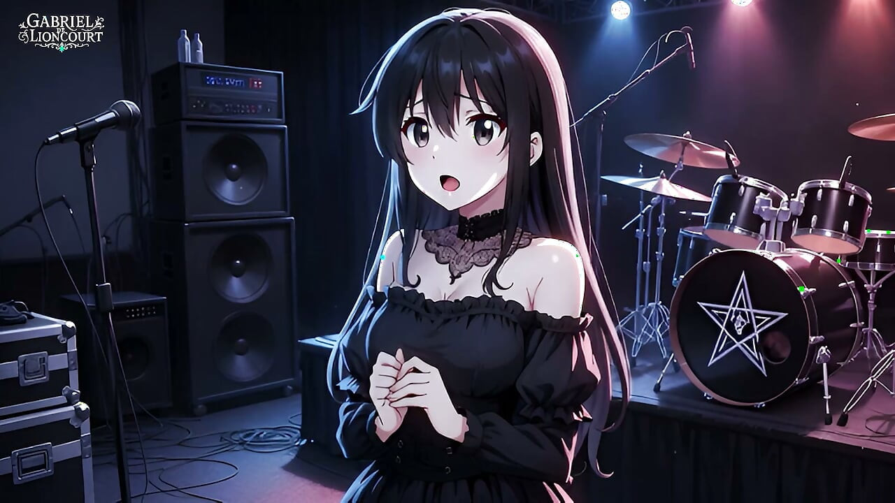 Goth Girl Fan Fucks Rockstar Backstage  - Hentai