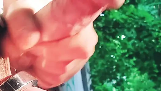 Emptying huge eggs in an abandoned building in the city.