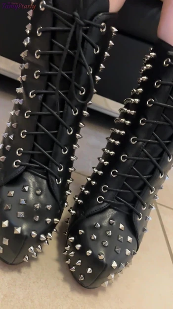 Painful CBT and Bootjob in Dangerous Spike High Heels - Shoejob, Ballbusting, CBT, Stomp, Trampling, Crush