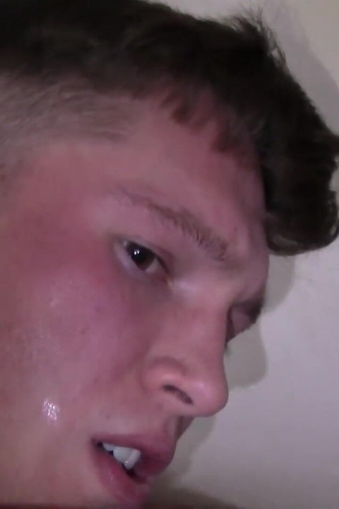 Muscular teen has tight hole painfully stretched by two older doms
