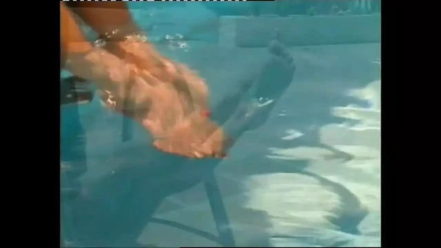 Beautiful Vintage MILF Shows off Her Perfect Feet with Nail Polish in the Pool