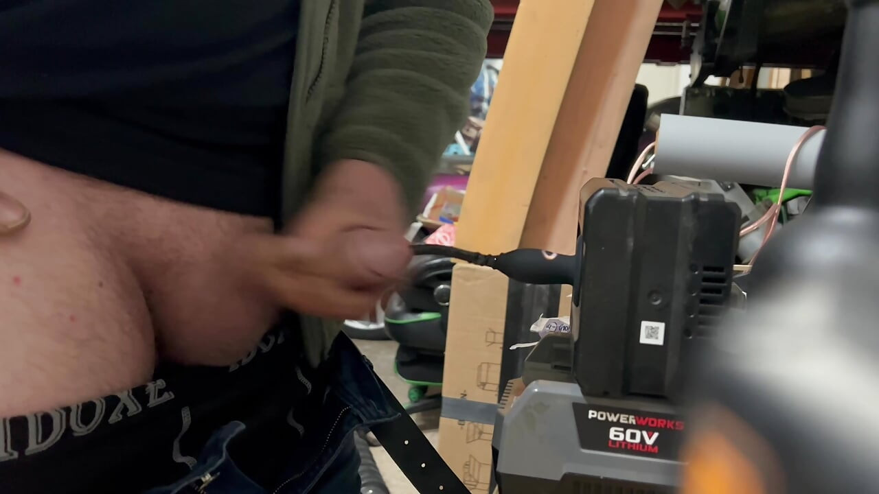 Extreme 30cm silicone Vibrating Urethral sound masturbation in garage