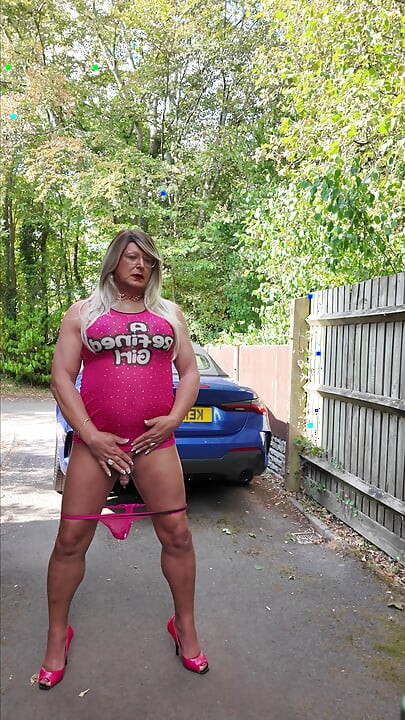 Sexy Crossdresser kellycd2022 in my pink mesh dress and heels
