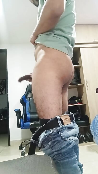 Dick Out of Pants and Urinating at Work