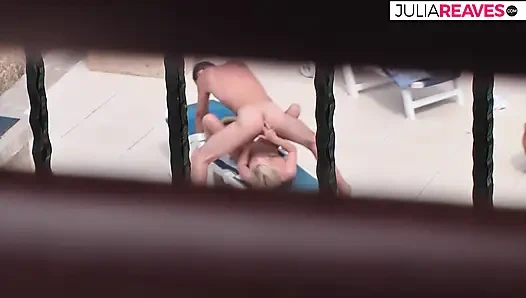 The perverted couple fuck at the hotel pool