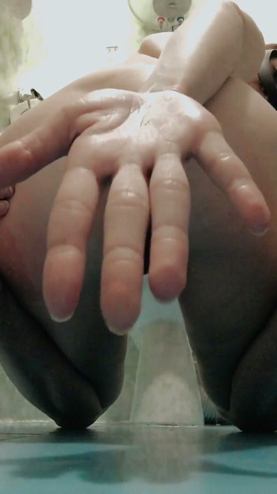 POV Brunette sniffs her dirty panties and then licks her panties close-up. Dirty talk in Russian, girl peeing | Clip 2
