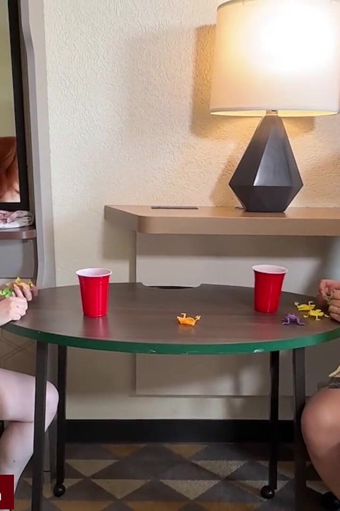 Two Sexy MILFs Stripping Down While Playing a Naughty Lesbo Game