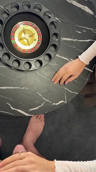 Two girls one guy Christmas Handjob Challenge House Party for fun and precum dripping oily cum | Clip 1