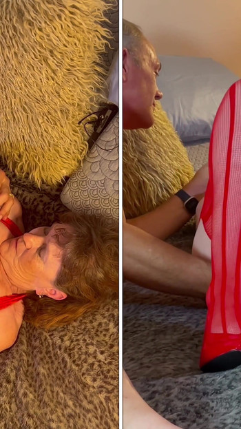 Baka u crvenom: kurva koja jebe dildo