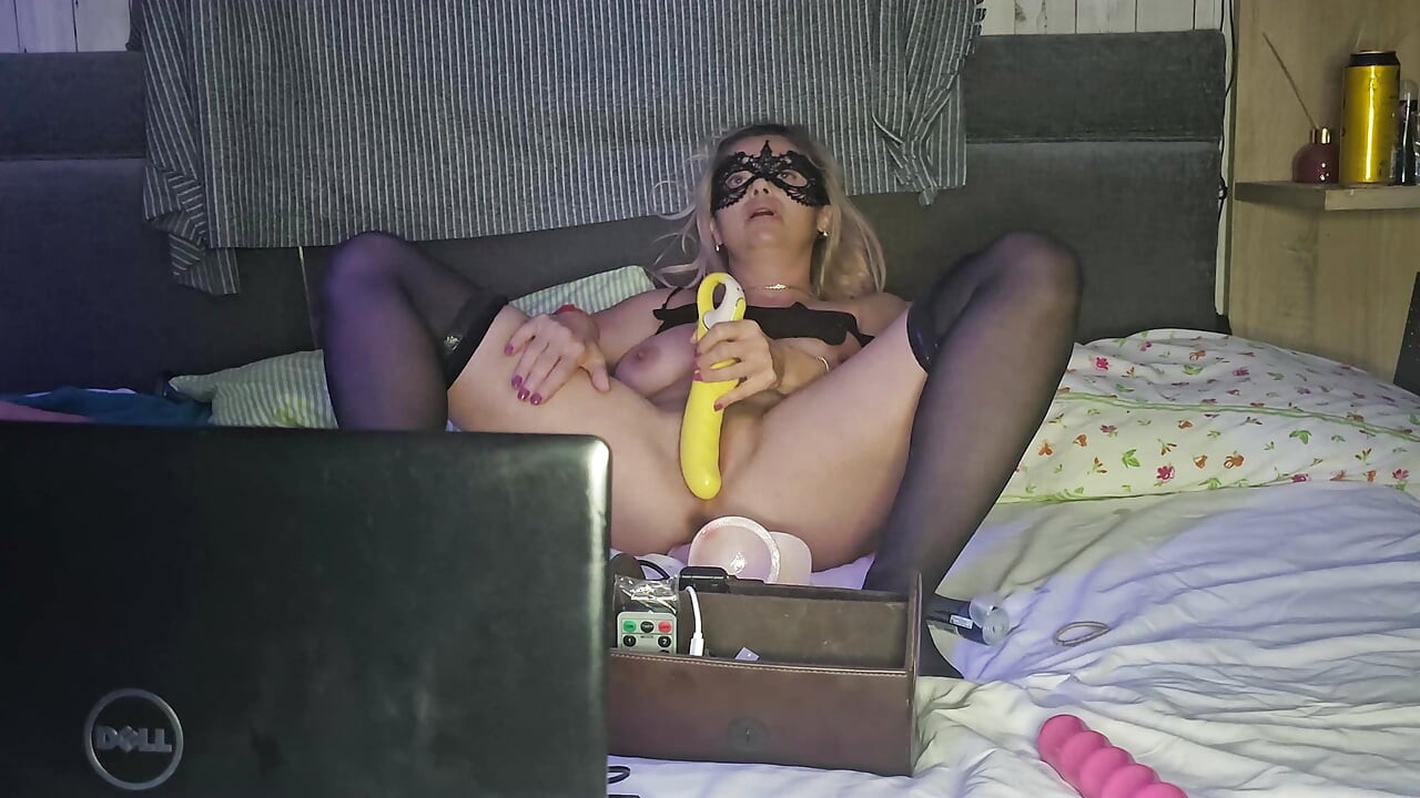 Horny wife masturbating in front of stranger