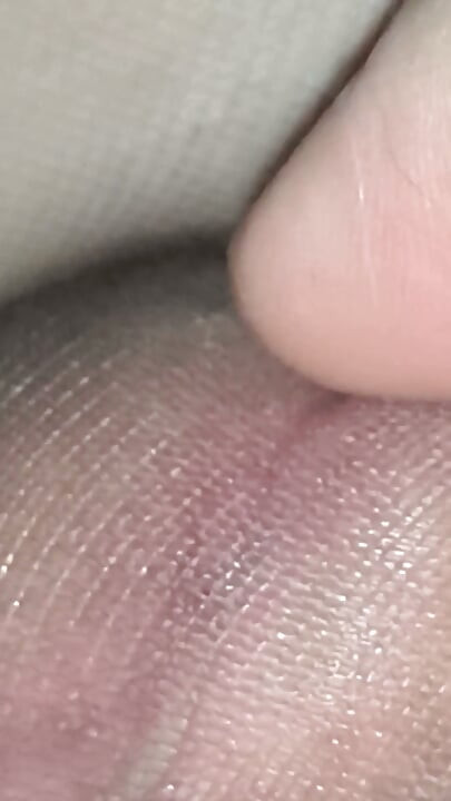 My Sissy Cock in Someone Else's Coffee Pantyhose Close-up. Leaking Nylon Lubricant