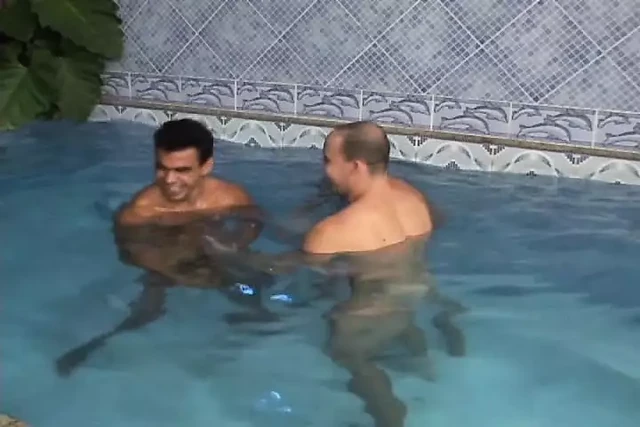 Three superb guys having hard  fuck in spa